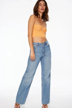Sweaters & Cardigans | Sweaters-Dynamite Keyhole Tube Top Orange