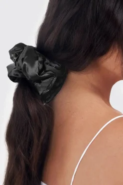 Hair Accessories-Dynamite KITSCH | 2-Pack Satin Pillow Scrunchies Black