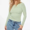 Tees & Tanks | Tees & Tanks-Dynamite Kyla Jersey Long Sleeve T Shirt Green