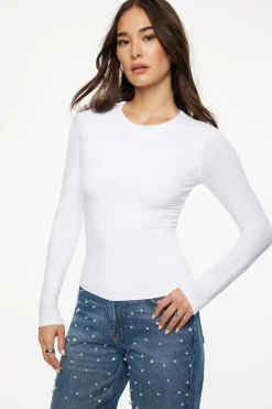 Tees & Tanks | Long Sleeve Tops-Dynamite Kyla Jersey Long Sleeve T Shirt White