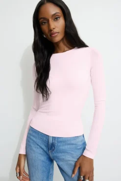 Tees & Tanks | Tees & Tanks-Dynamite Kyla Jersey Long Sleeve T-Shirt PINK