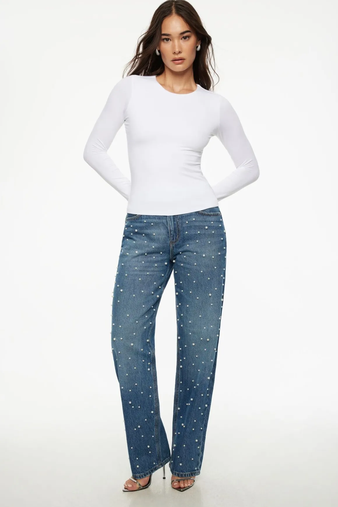 Tees & Tanks | Long Sleeve Tops-Dynamite Kyla Jersey Long Sleeve T Shirt White