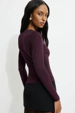 Tees & Tanks | Tees & Tanks-Dynamite Kyla Jersey Long Sleeve T-Shirt Burgundy