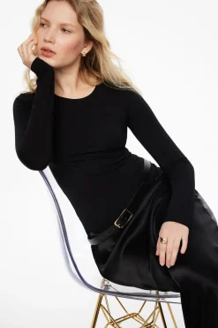Tees & Tanks | Tees & Tanks-Dynamite Kyla Long Sleeve T Shirt Black