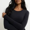 Tees & Tanks | Bestsellers-Dynamite Kyla Sculpt Crewneck Bodysuit Black