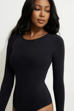 Tees & Tanks | Bestsellers-Dynamite Kyla Sculpt Crewneck Bodysuit Black