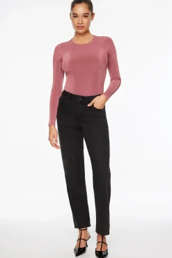 Tees & Tanks | Tees & Tanks-Dynamite Kyla Slinky Long Sleeve Crew Neck Bodysuit Burgundy