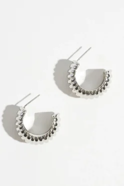 Earrings-Dynamite Large Ribbed Hoop Earrings Grey