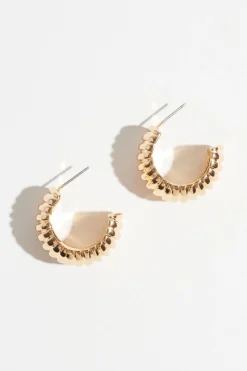 Earrings-Dynamite Large Ribbed Hoop Earrings Yellow
