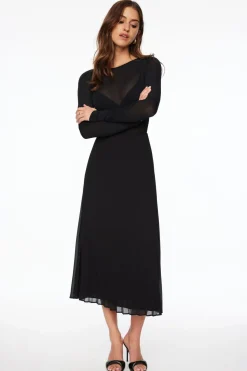 Skirts & Skorts | Skirts-Dynamite Laure Pleated Chiffon Maxi Skirt Black