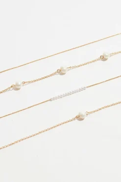 Necklaces-Dynamite Layered Delicate Pearl Necklace White