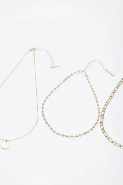 Necklaces-Dynamite Layered Diamond Cut Pendant Necklace Yellow