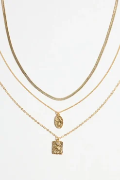 Necklaces-Dynamite Layered Flower & Sunrise Medallion Necklace White