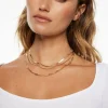 Necklaces-Dynamite Layered Paperclip, Snake & Flat Chain Necklace Yellow