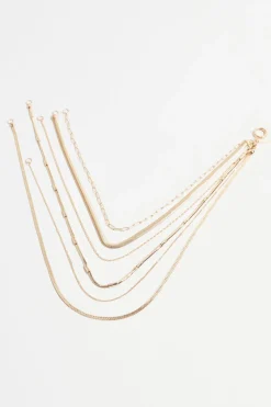 Necklaces-Dynamite Layered Textured Chain Round Necklace Yellow