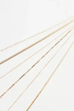 Necklaces-Dynamite Layered Textured Chain Round Necklace Yellow