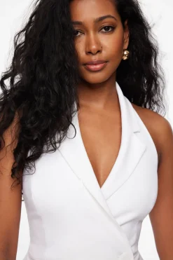 Dresses & Jumpsuits | White Dresses-Dynamite Leighton Halter Neck Romper White
