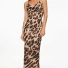 Dresses & Jumpsuits | Midi & Maxi Dresses-Dynamite Leopard Cowl Neck Maxi Dress Brown