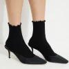 Socks & Tights-Dynamite Lettuce Edge Crew Socks Black
