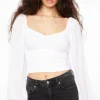 Blouses & Tops | Blouses & Tops-Dynamite Lilie Balloon Sleeve Smocked Top White