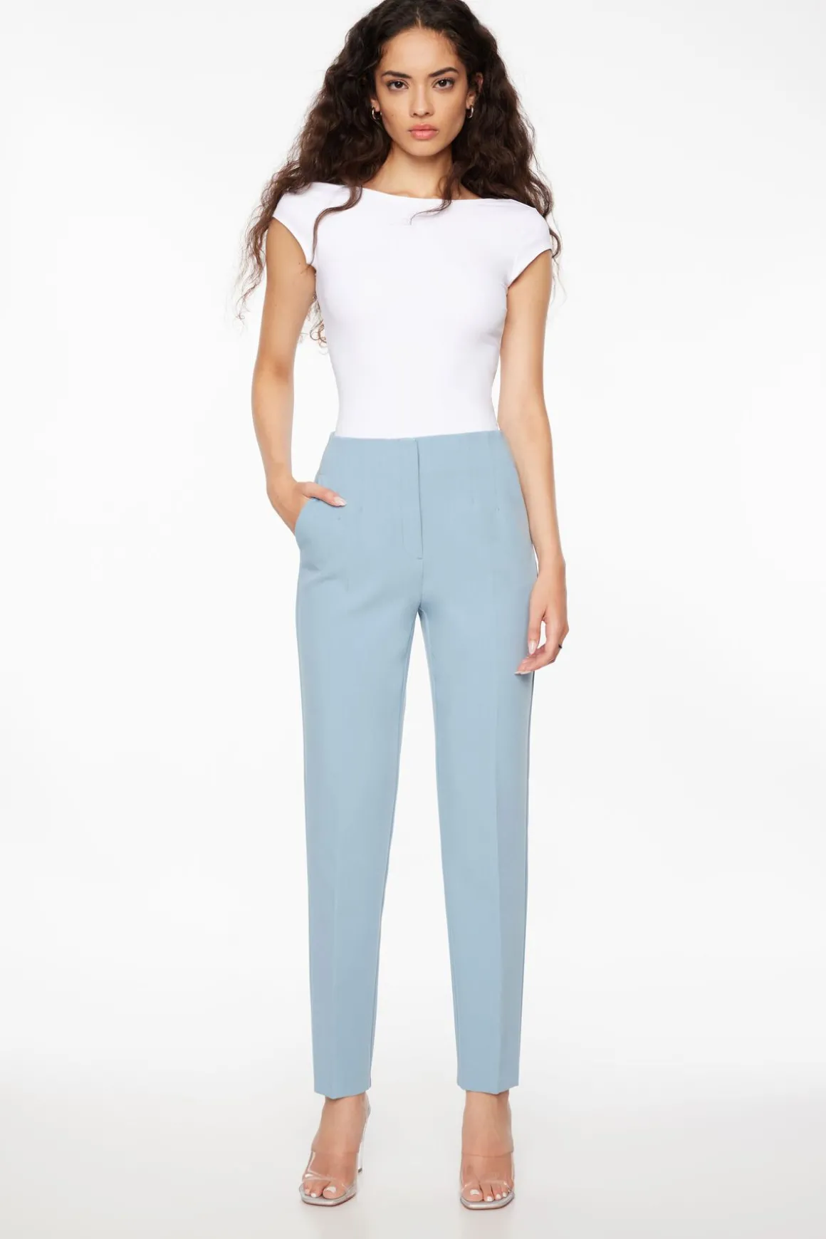 Pants | Slim Leg Pants-Dynamite Lina Full Length Slim Pants Blue
