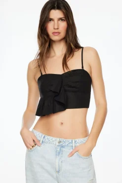 Blouses & Tops-Dynamite Linen Tube Top With Frill Black