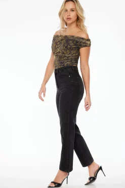 Tees & Tanks | Tees & Tanks-Dynamite Livia Off Shoulder Mesh Top Brown