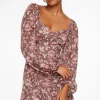 Dresses & Jumpsuits | Mini Dresses-Dynamite Long Sleeve Flare Mini Dress Brown