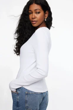 Tees & Tanks | Tees & Tanks-Dynamite Long Sleeve Henley Top White