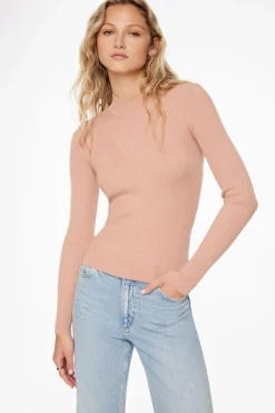 Sweaters & Cardigans | Sweaters-Dynamite Long Sleeve Mock Neckline Sweater Coral