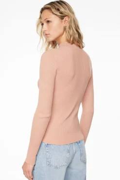 Sweaters & Cardigans | Sweaters-Dynamite Long Sleeve Mock Neckline Sweater Coral