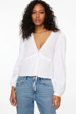 Blouses & Tops | Blouses & Tops-Dynamite Long Sleeve Peplum Blouse White