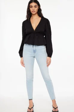 Blouses & Tops | Blouses & Tops-Dynamite Long Sleeve Peplum Blouse Black