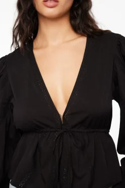 Blouses & Tops | Blouses & Tops-Dynamite Long Sleeve Peplum Blouse Black