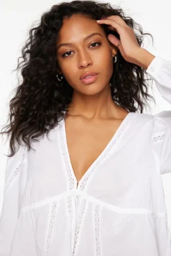 Blouses & Tops | Blouses & Tops-Dynamite Long Sleeve Peplum Blouse White