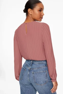 Blouses & Tops | Blouses & Tops-Dynamite Long Sleeve Pleated Top Burgundy