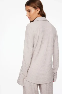 Tees & Tanks | Tees & Tanks-Dynamite Long Sleeve Popcorn Textured Shirt Gray