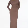 Dresses & Jumpsuits | Midi & Maxi Dresses-Dynamite Long Sleeve Scoop Back Maxi Dress Red