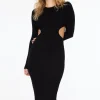 Dresses & Jumpsuits | Midi & Maxi Dresses-Dynamite Long Sleeve Side Cutout Maxi Dress Black