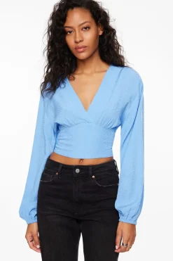Blouses & Tops | Blouses & Tops-Dynamite Long Sleeve V-Neck Blouse Blue