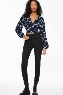 Blouses & Tops | Long Sleeve Tops-Dynamite Long Sleeve V-Neck Blouse Blue