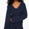 Sweaters & Cardigans | Sweaters-Dynamite Long Sleeve V-Neck Sweater Blue
