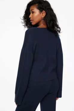 Sweaters & Cardigans | Sweaters-Dynamite Long Sleeve V-Neck Sweater Blue