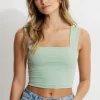 Tees & Tanks | Online Exclusives-Dynamite Lota Sculpt Tank Top Green