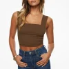 Tees & Tanks | Online Exclusives-Dynamite Lota Sculpt Tank Top Brown