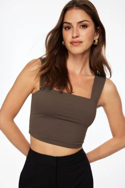 Tees & Tanks | Tees & Tanks-Dynamite Lota Sculpt Tank Top Brown
