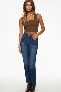 Tees & Tanks | Online Exclusives-Dynamite Lota Sculpt Tank Top Brown
