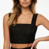 Tees & Tanks | Tees & Tanks-Dynamite Lota Sheer Burnout Tank Top Black