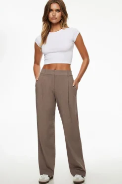 Pants-Dynamite Low Rise Relaxed Trousers Brown