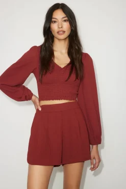 Shorts | Shorts-Dynamite Mabel Flowy Shorts Burgundy